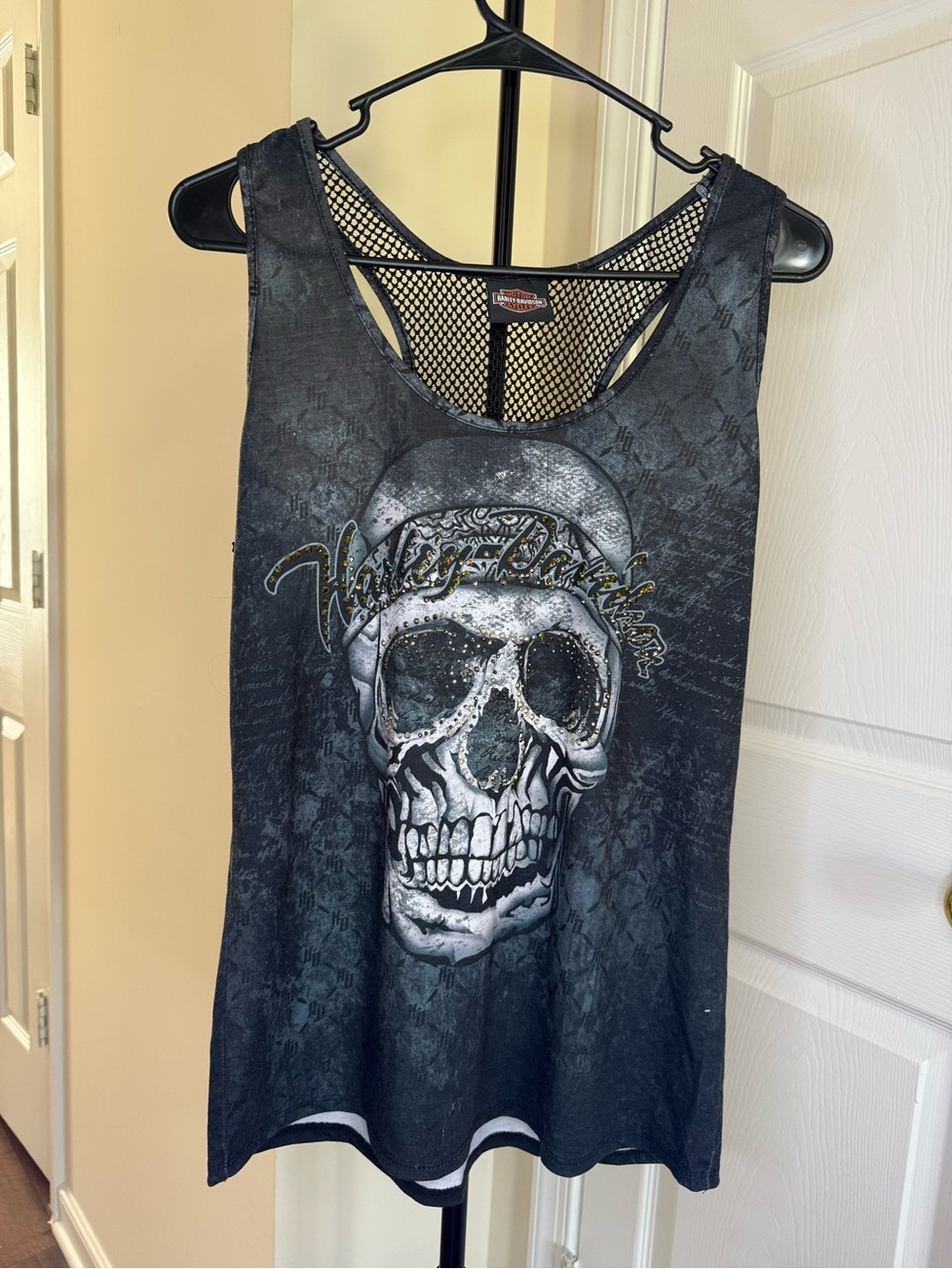 Harley-Davidson Black Skull Mesh Racerback Tank